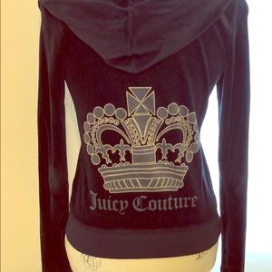 Navy Blue Juicy Couture Crown Velour Hoodie